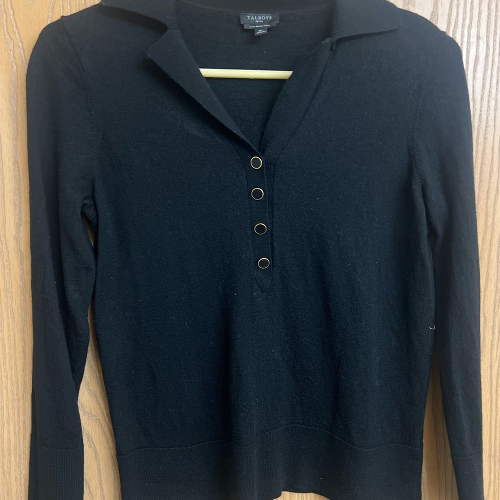 Talbots Merino Wool Black Shirt